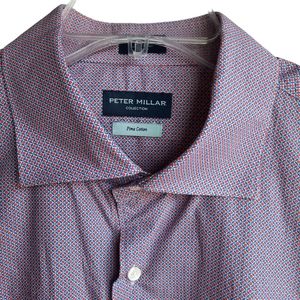 Peter Millar mens XL micro print geo button up casual shirt 100% Pima Cotton